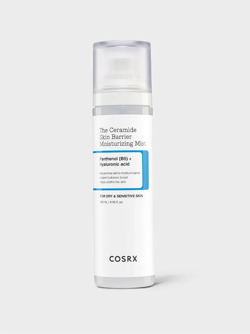COSRX The Ceramide Skin Barrier Moisturizing Mist spray bottle with white packaging