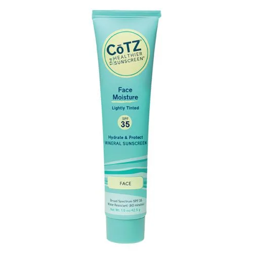 Cotz Face Moisture SPF 35 1.5 oz squeeze tube, 100% mineral zinc oxide sunscreen for sensitive and reactive skin