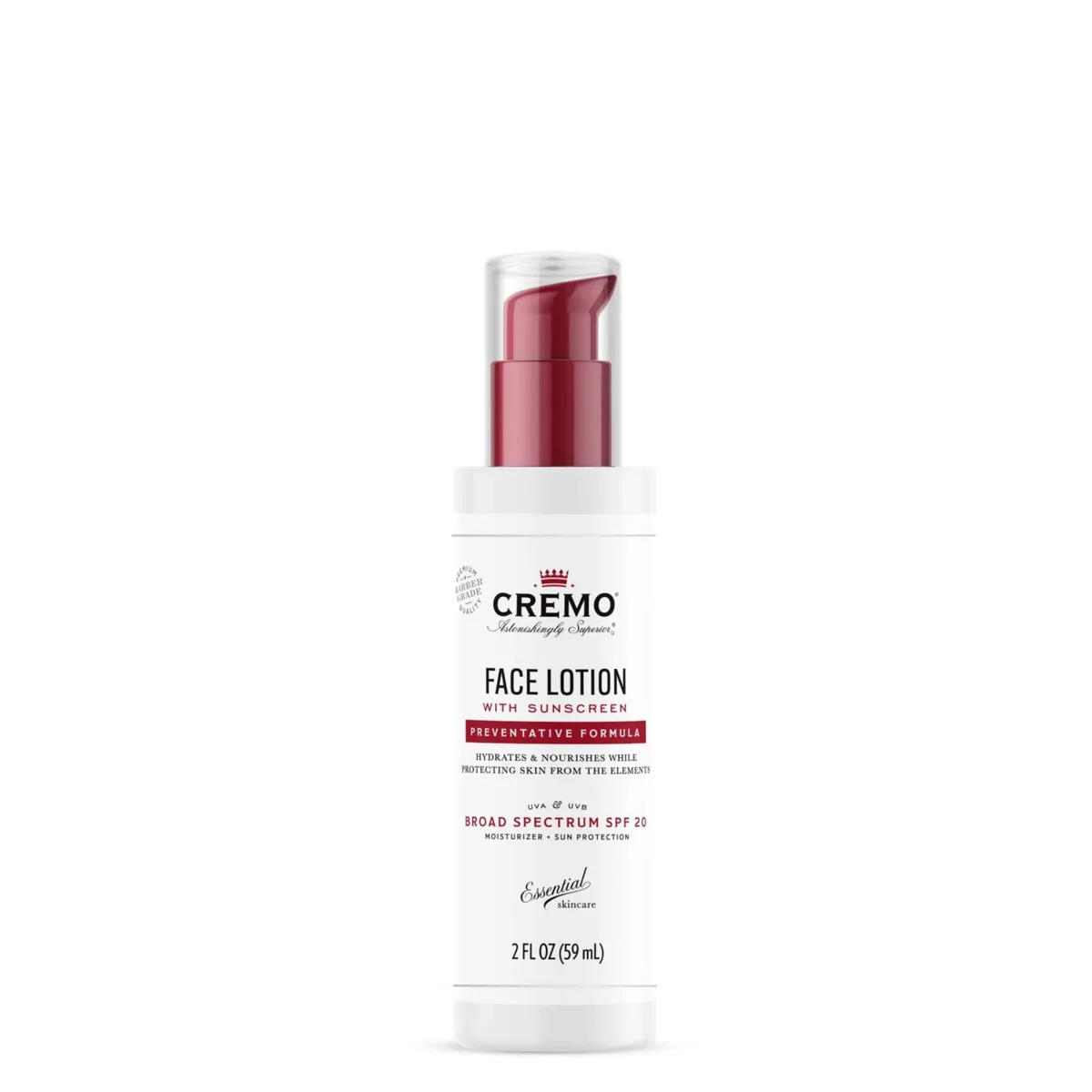 Cremo All Season Face Moisturizer SPF 20 white squeeze tube with minimalist branding