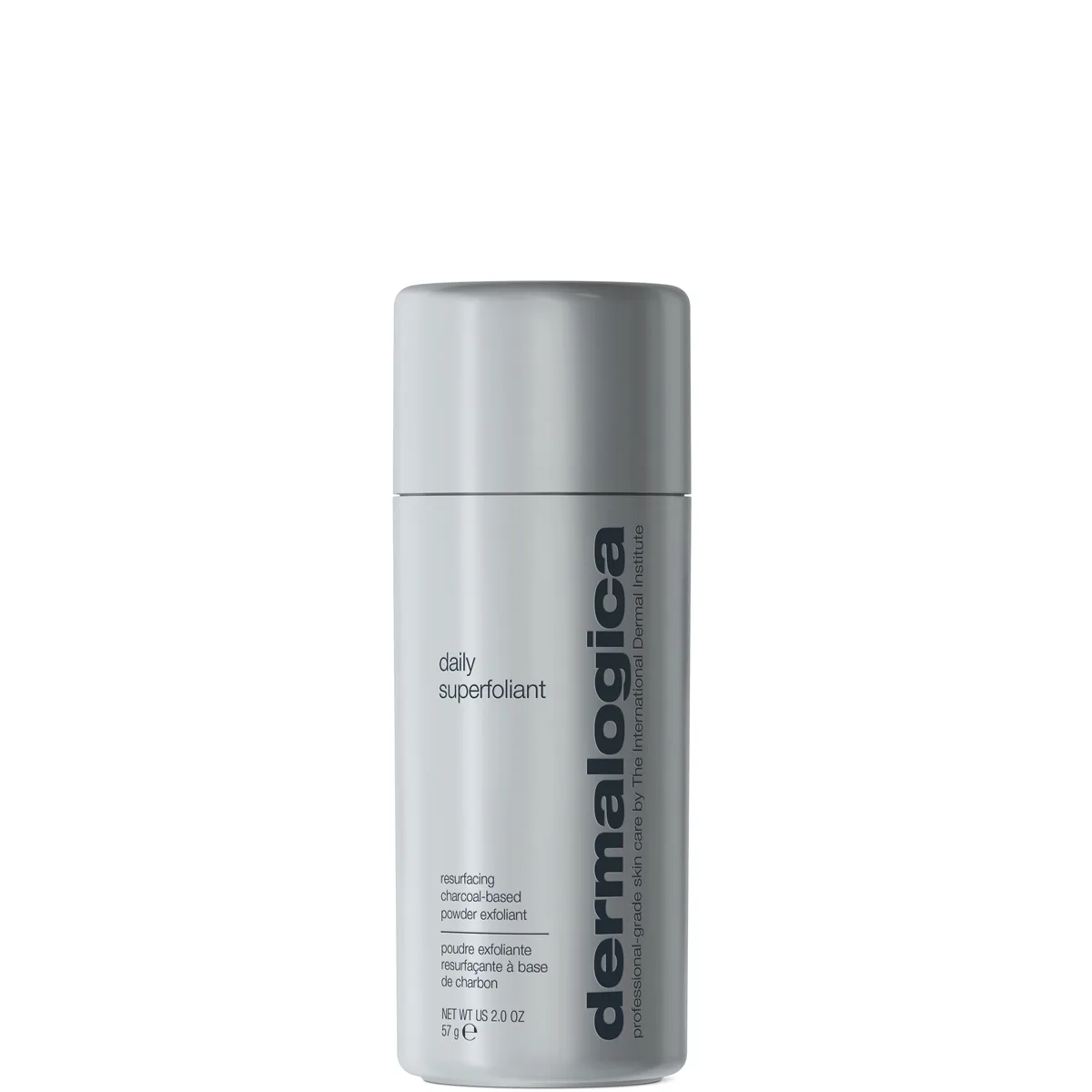 Dermalogica Daily Superfoliant in a dark grey cylindrical shaker bottle