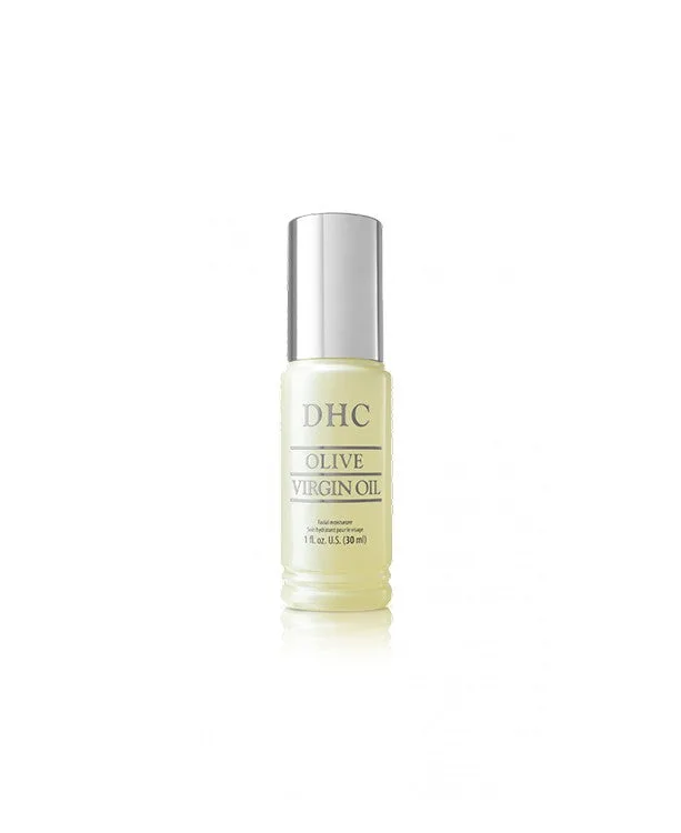 DHC Olive Virgin Oil 1 fl oz glass dropper bottle with white and green label