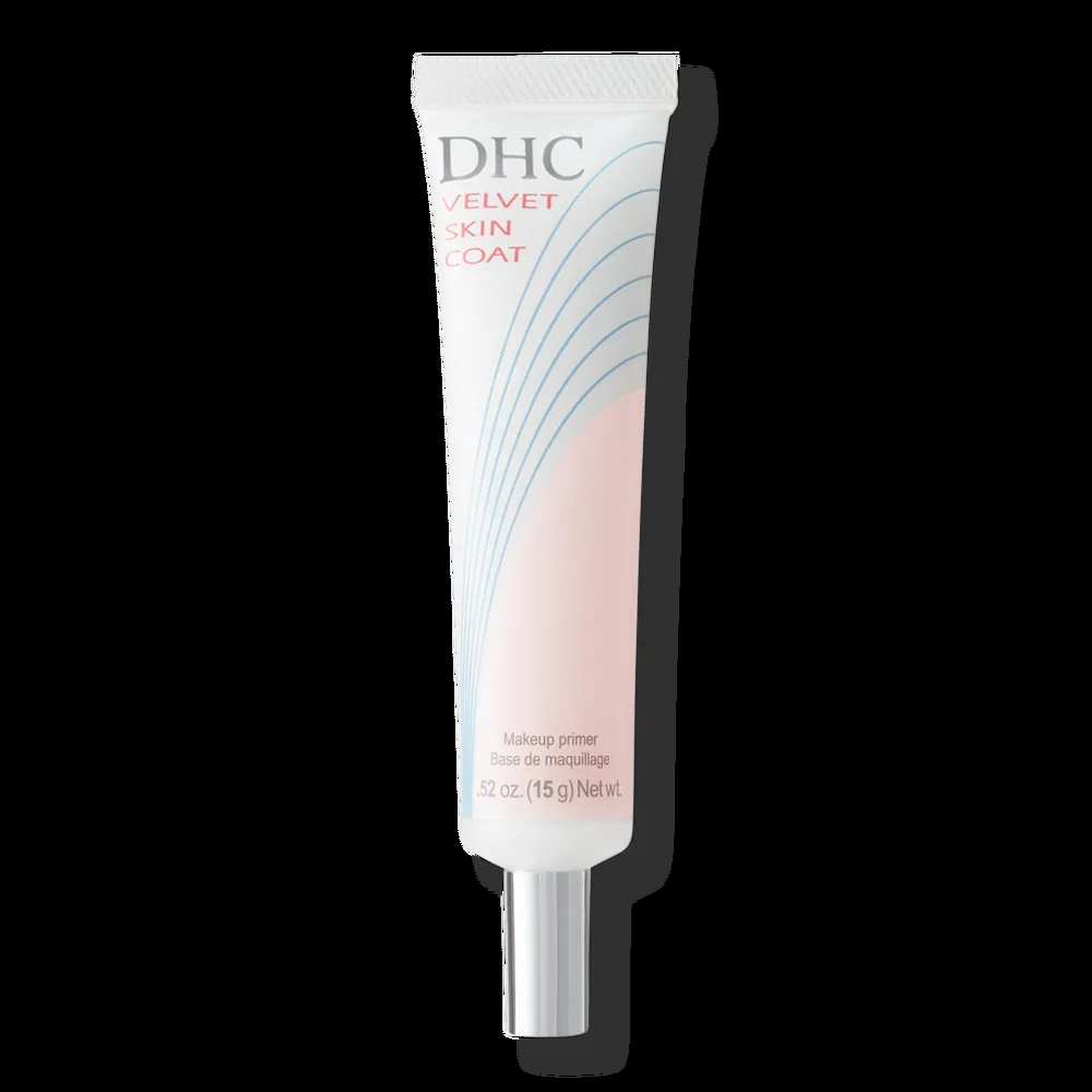 DHC Velvet Skin Coat Primer silicone primer in squeeze tube packaging.