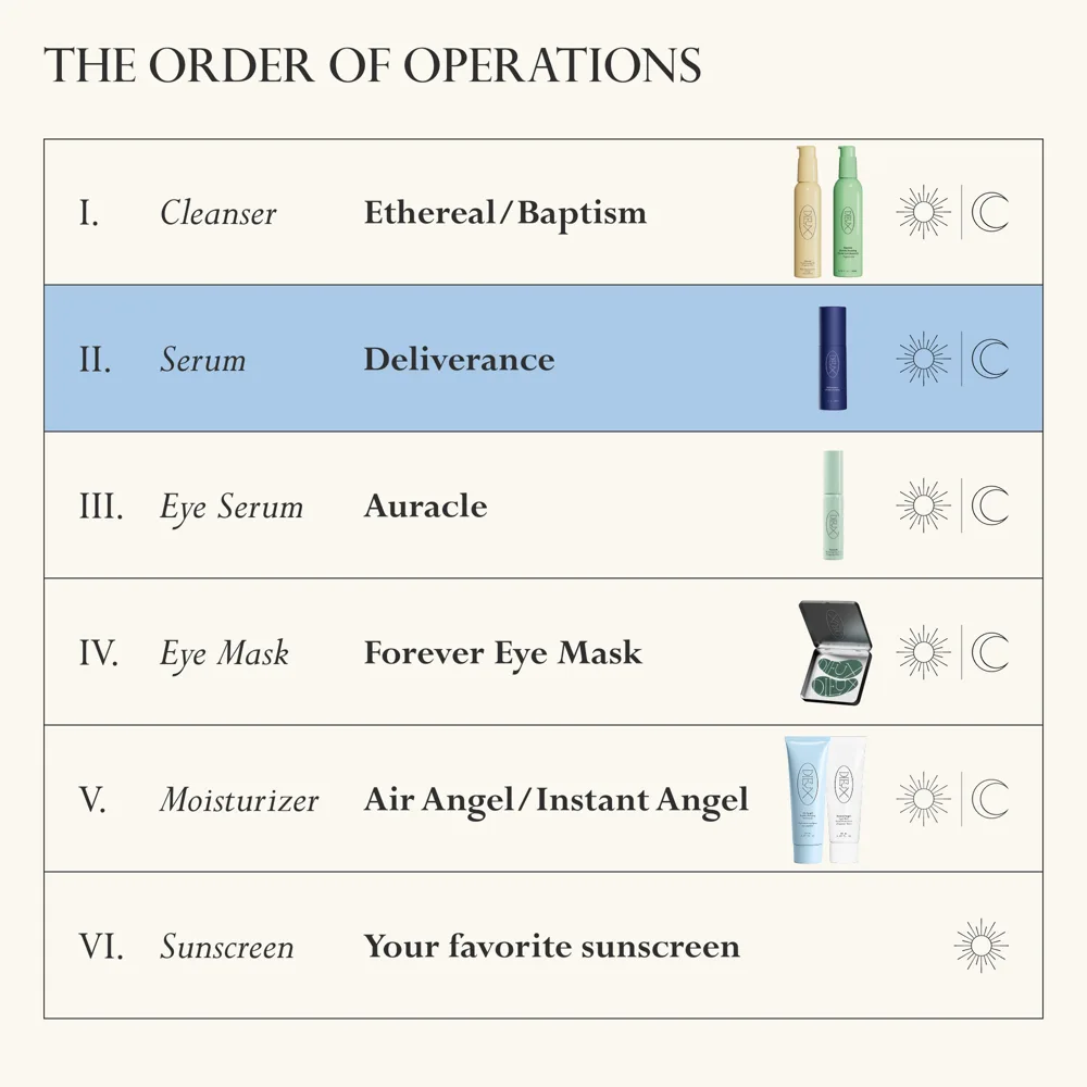 Dieux Skin Deliverance Serum in opaque glass bottle with pipette dropper.