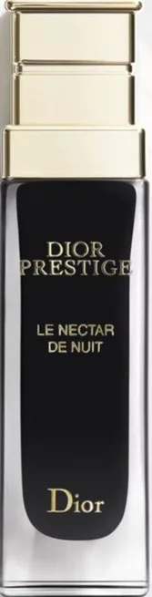 Dior Prestige Le Nectar De Nuit luxury night serum in an elegant glass jar with gold accents