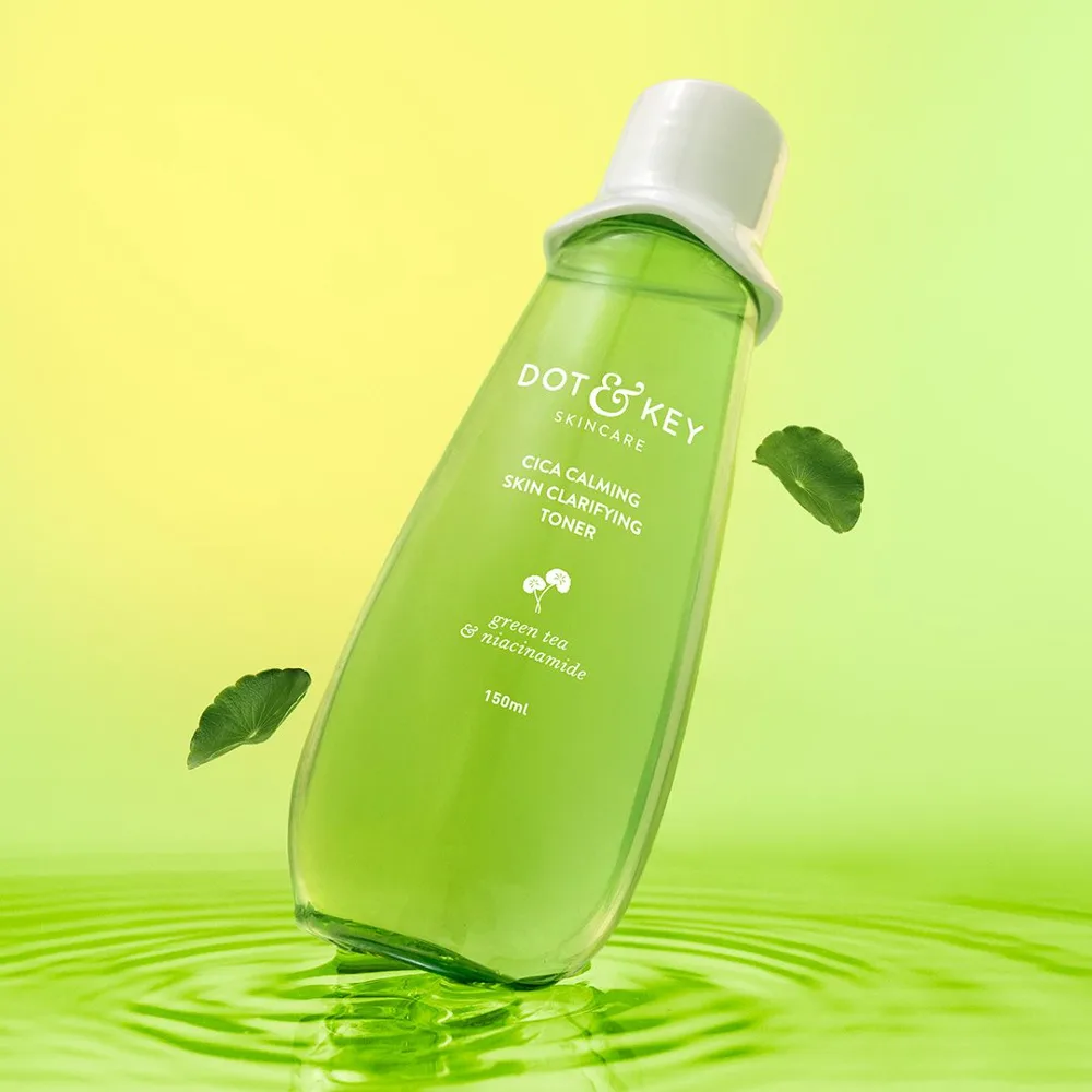 Dot & Key Cica Calming Skin Clarifying Toner in frosted plastic bottle.