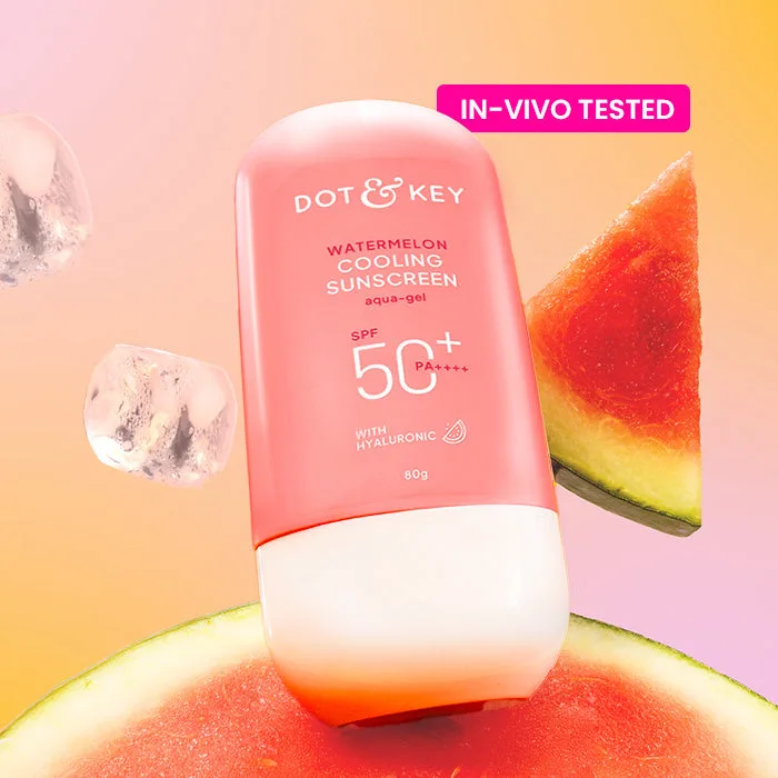 Dot & Key Watermelon Hyaluronic Sunscreen SPF 50 in a pink tube