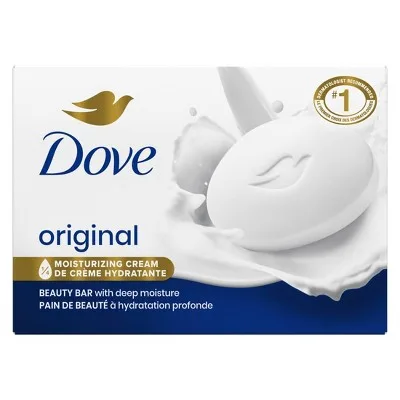 Dove Beauty Bar White Original, classic white bar with Dove bird logo