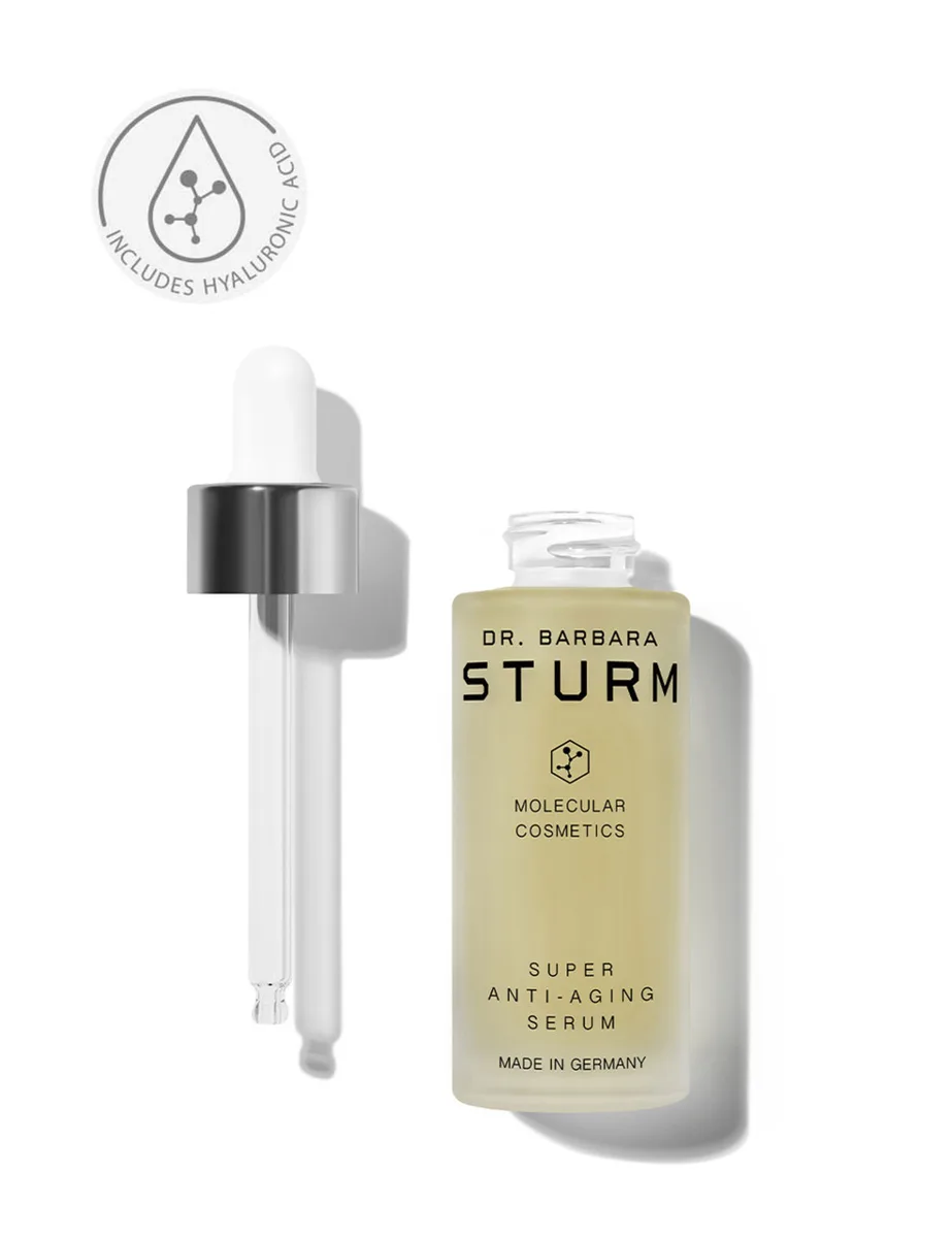 Dr. Barbara Sturm Super Anti-Aging Serum in frosted glass dropper bottle