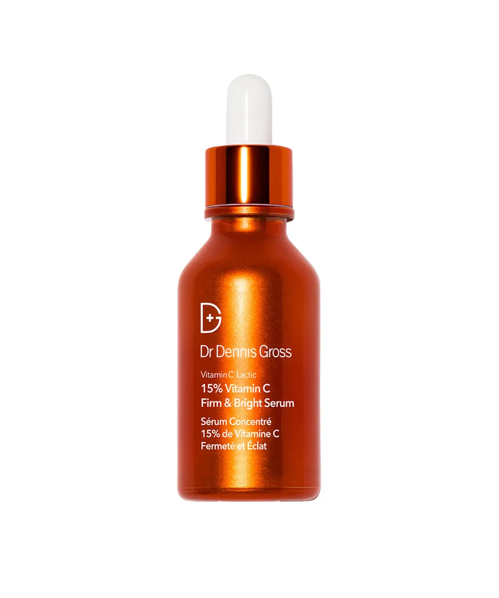 Dr. Dennis Gross Vitamin C Lactic 15% Firm & Bright Serum 1 oz amber dropper bottle