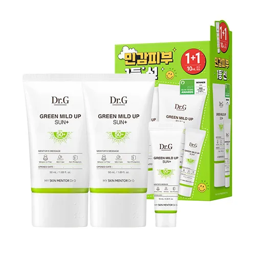 Dr.G Green Mild Up Sun SPF 50+ 50ml tube on white background