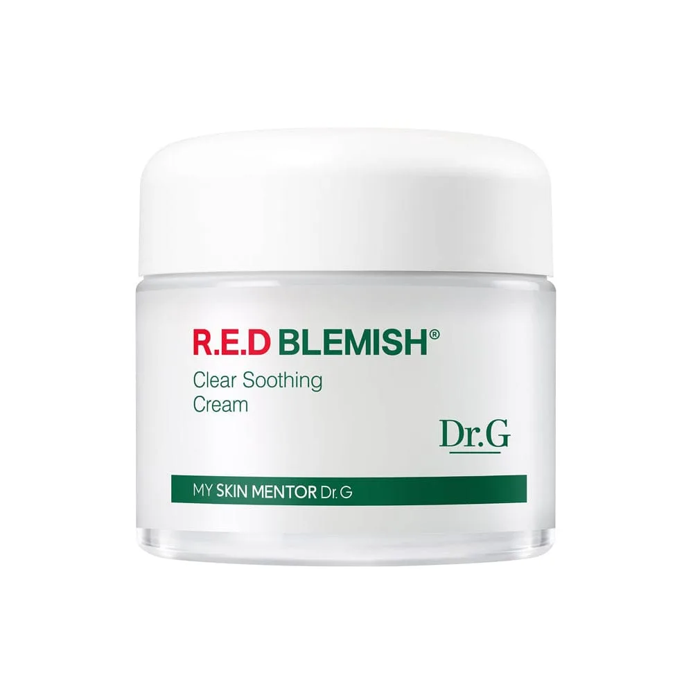 Dr.G Red Blemish Clear Soothing Cream 70ml tube on white background