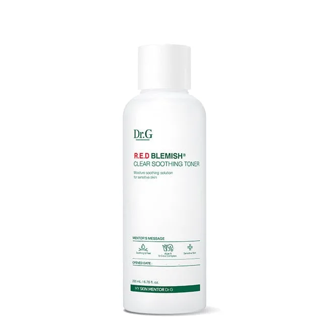 Dr.G Red Blemish Clear Soothing Toner 300ml bottle on white background
