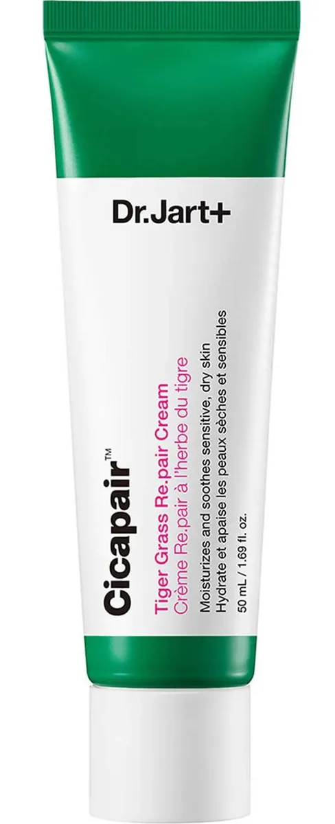 Dr. Jart+ Cicapair Tiger Grass Re.Pair Cream in a green jar with white lid
