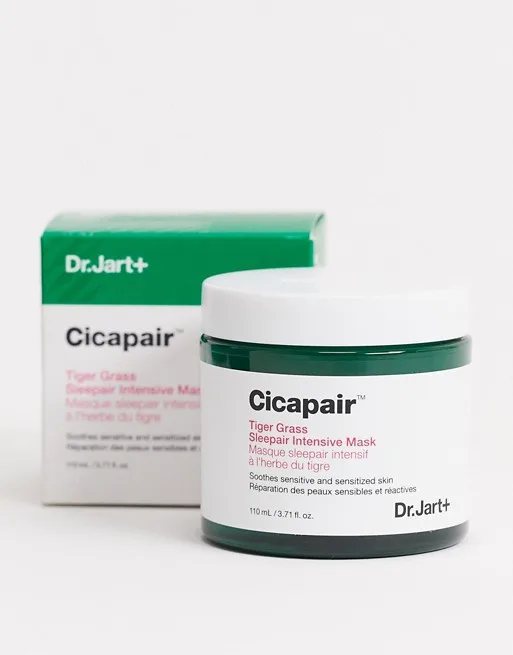 Dr. Jart+ Cicapair Tiger Grass Sleepair Intensive Mask in a green jar with white lid