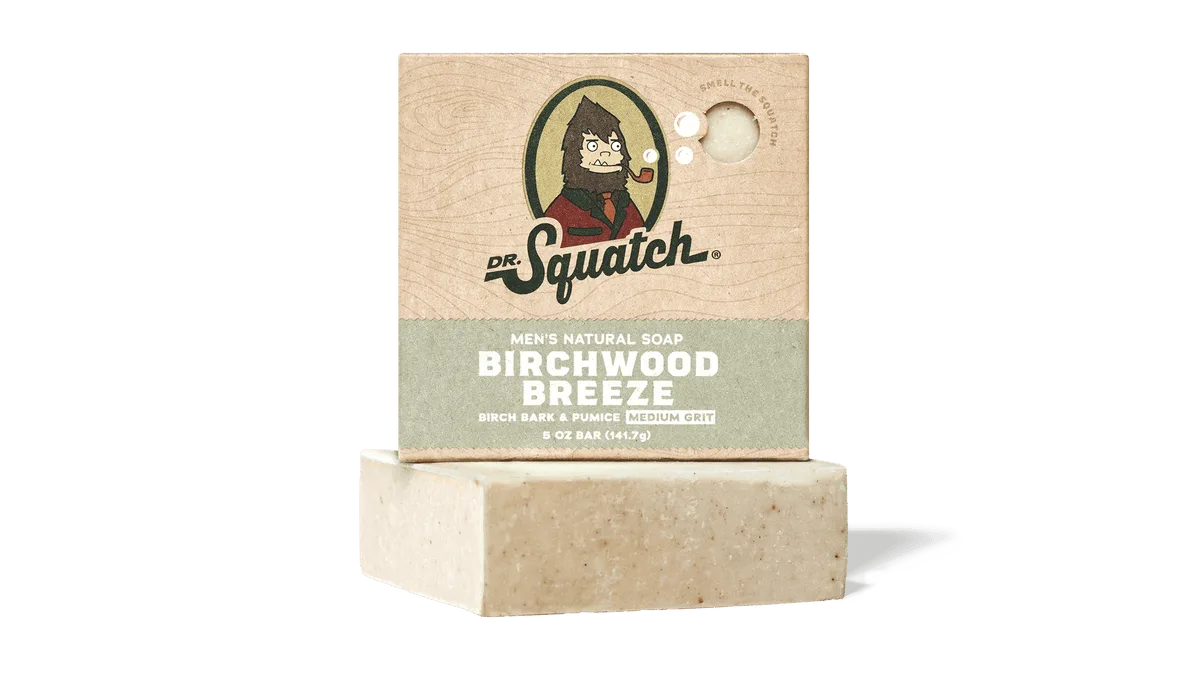 Dr. Squatch Birchwood Breeze Natural Bar Soap 5 oz kraft paper package