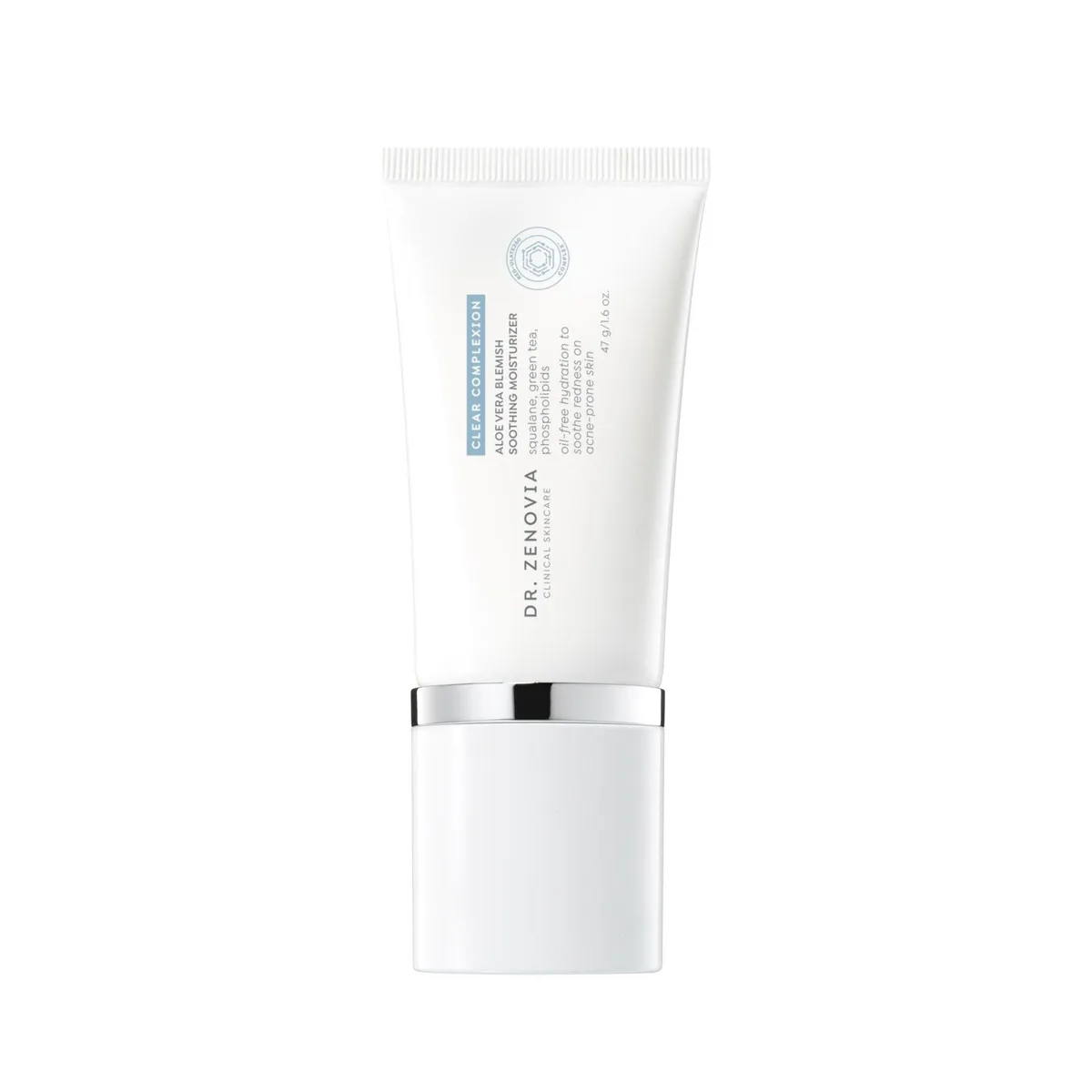 White pump tube of Dr. Zenovia Aloe Vera Blemish Soothing Moisturizer