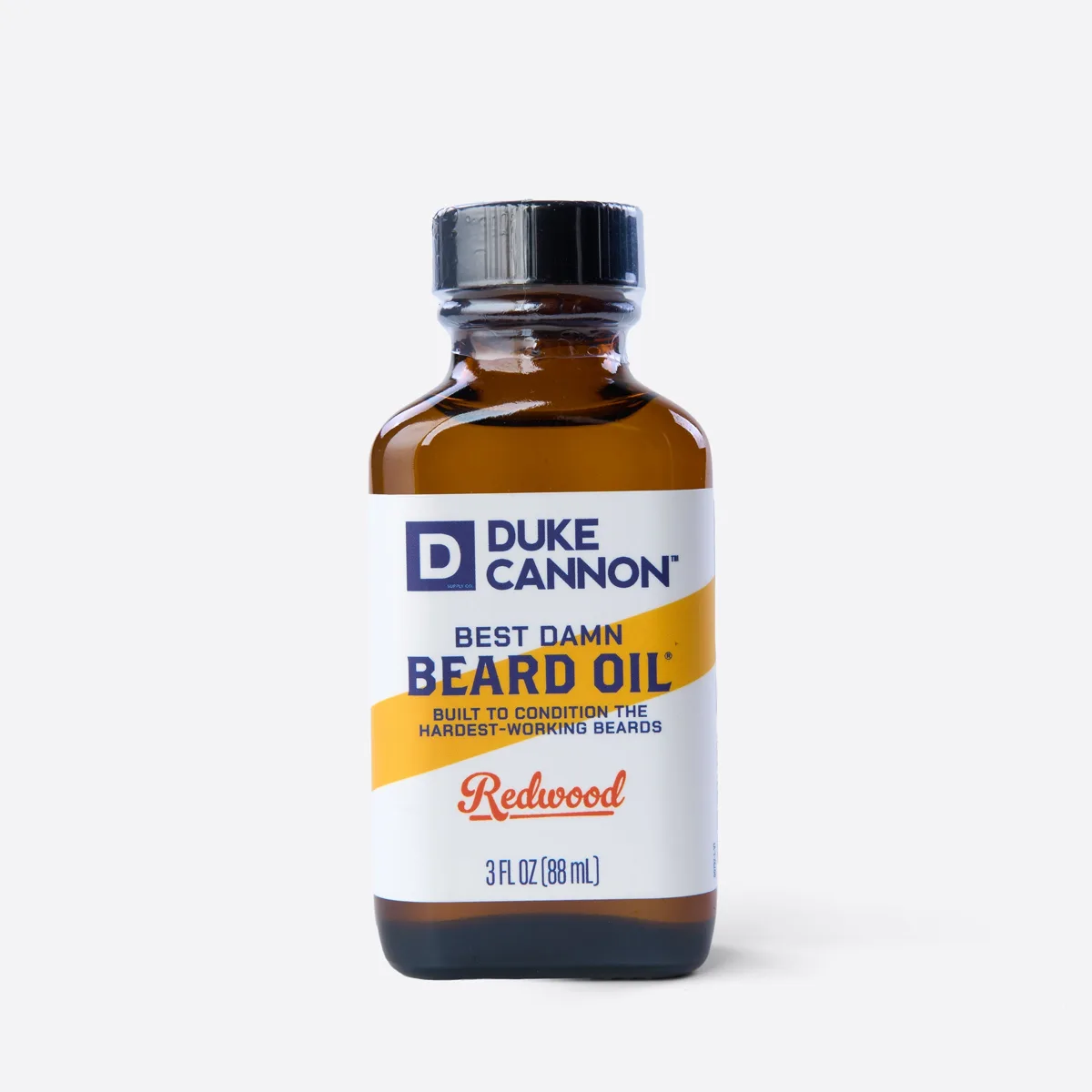Duke Cannon Best Damn Beard Oil 3oz bottle with Redwood scent
