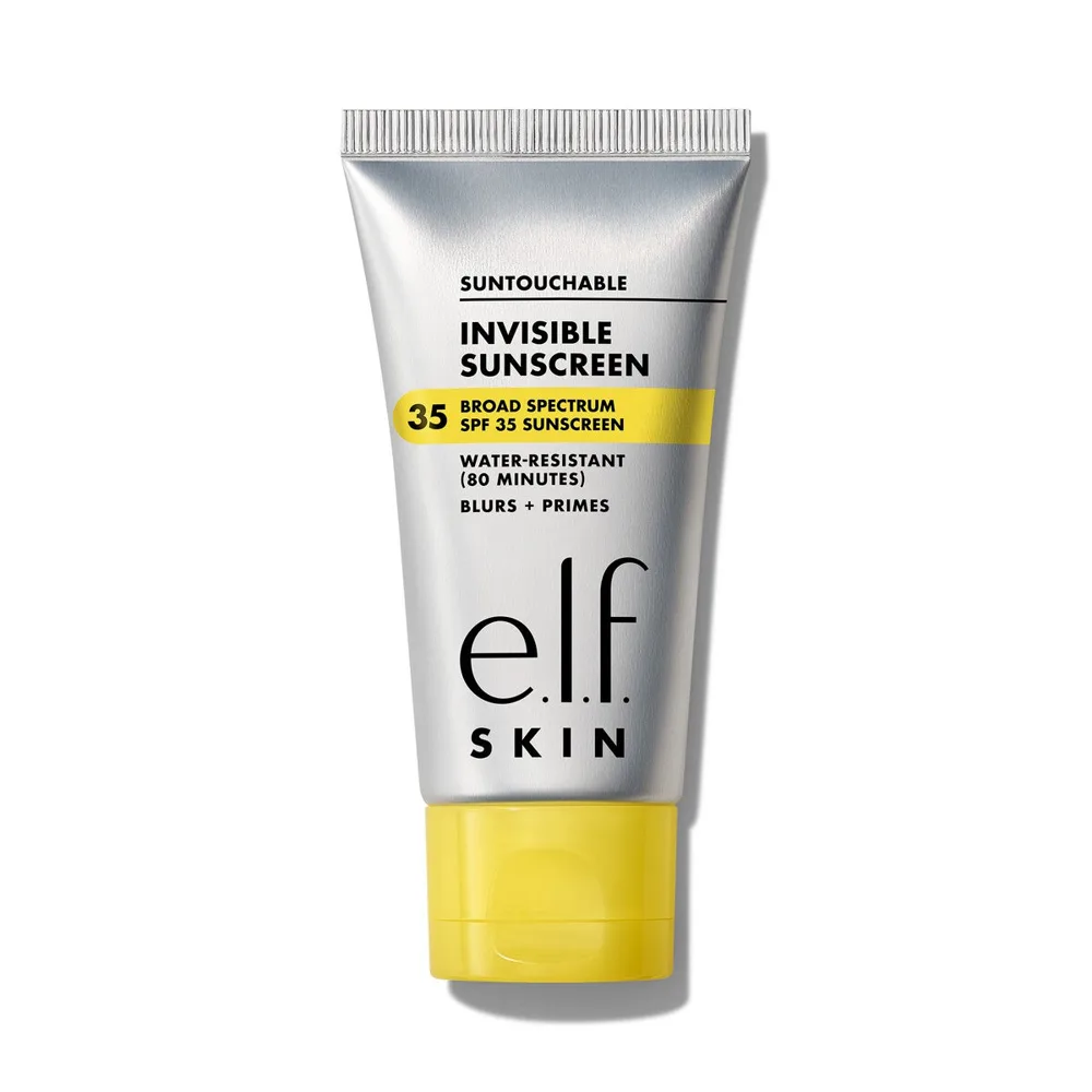 e.l.f. Skin Suntouchable Invisible Sunscreen SPF 35 in a white squeeze tube