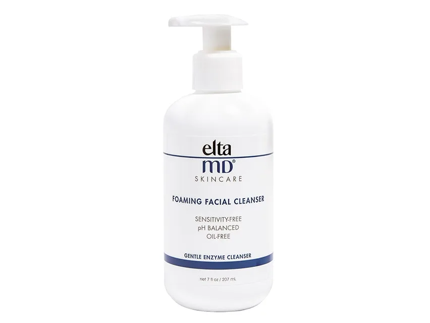 EltaMD Foaming Facial Cleanser pump bottle on white background