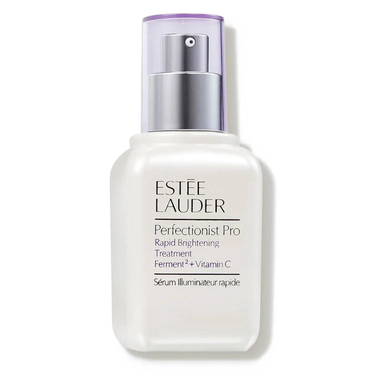Estée Lauder Perfectionist Pro Rapid Brightening Treatment serum bottle with dark blue and gold packaging