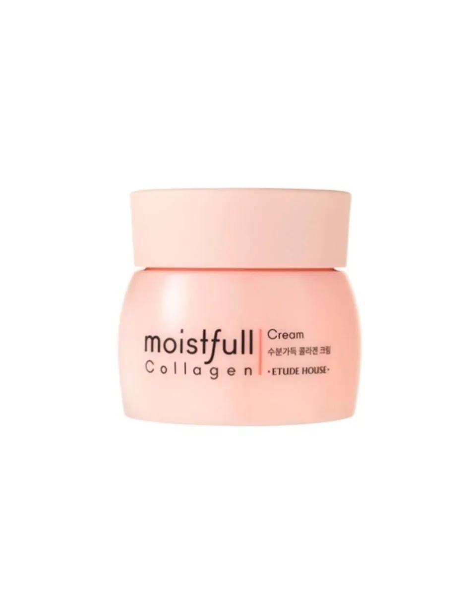 Etude Moistfull Collagen Cream in pink jar with matching lid