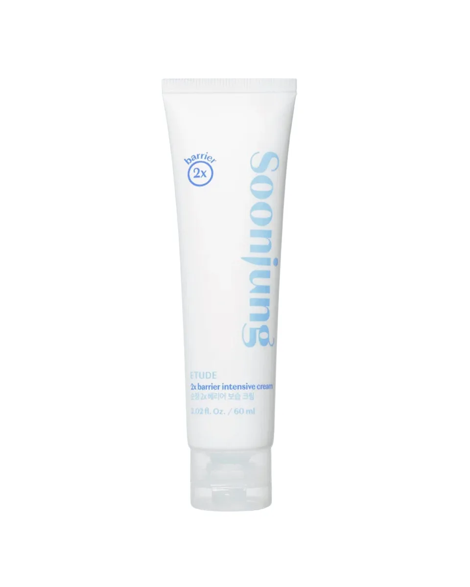 Etude SoonJung 2x Barrier Intensive Cream in a pastel blue squeeze tube