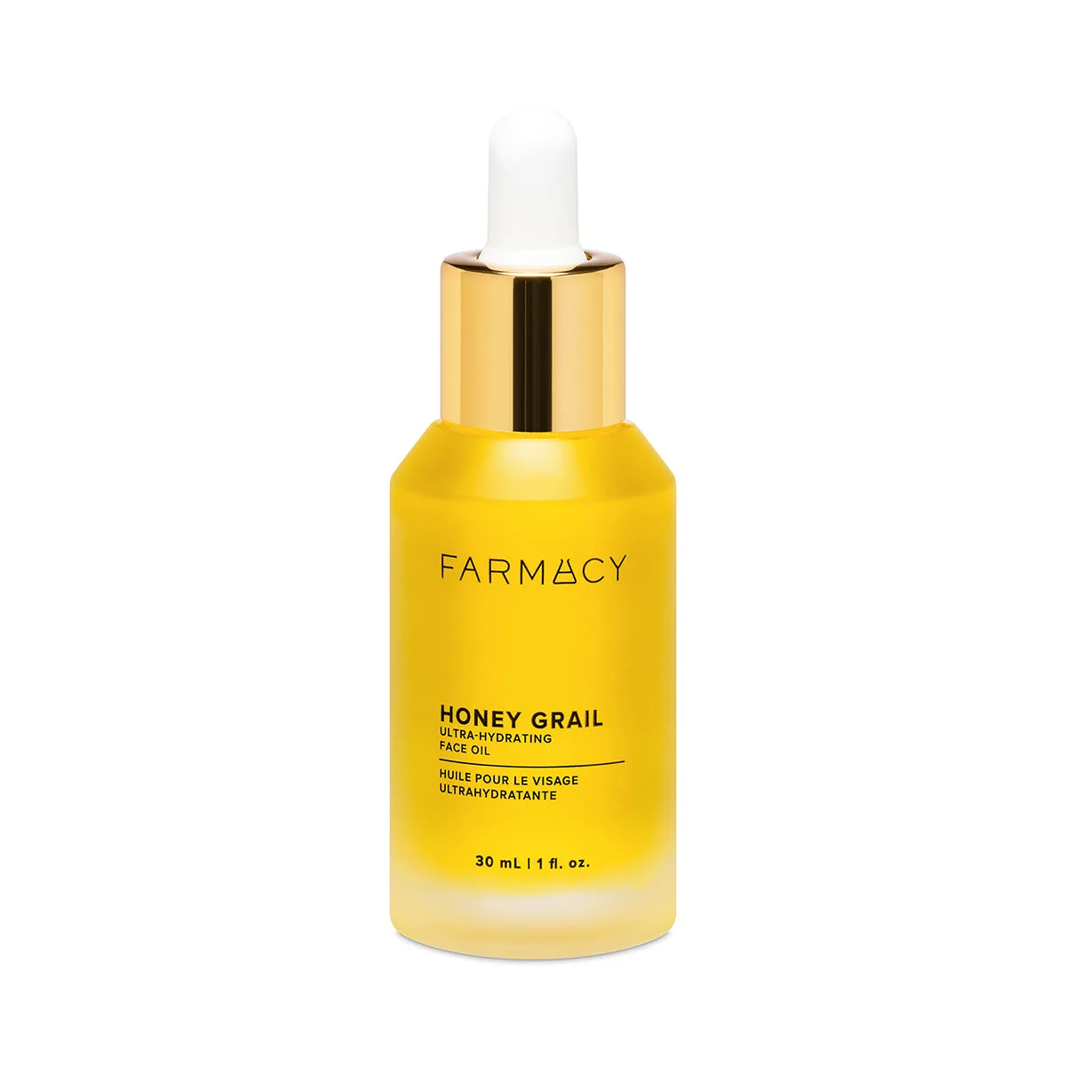Farmacy Honey Grail Ultra-Hydrating Face Oil glass dropper bottle with golden oil