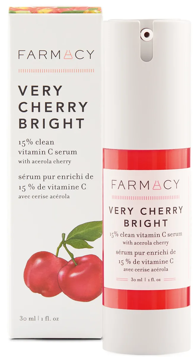 Farmacy Very Cherry Bright 15% Clean Vitamin C Serum with airless push-pop pump