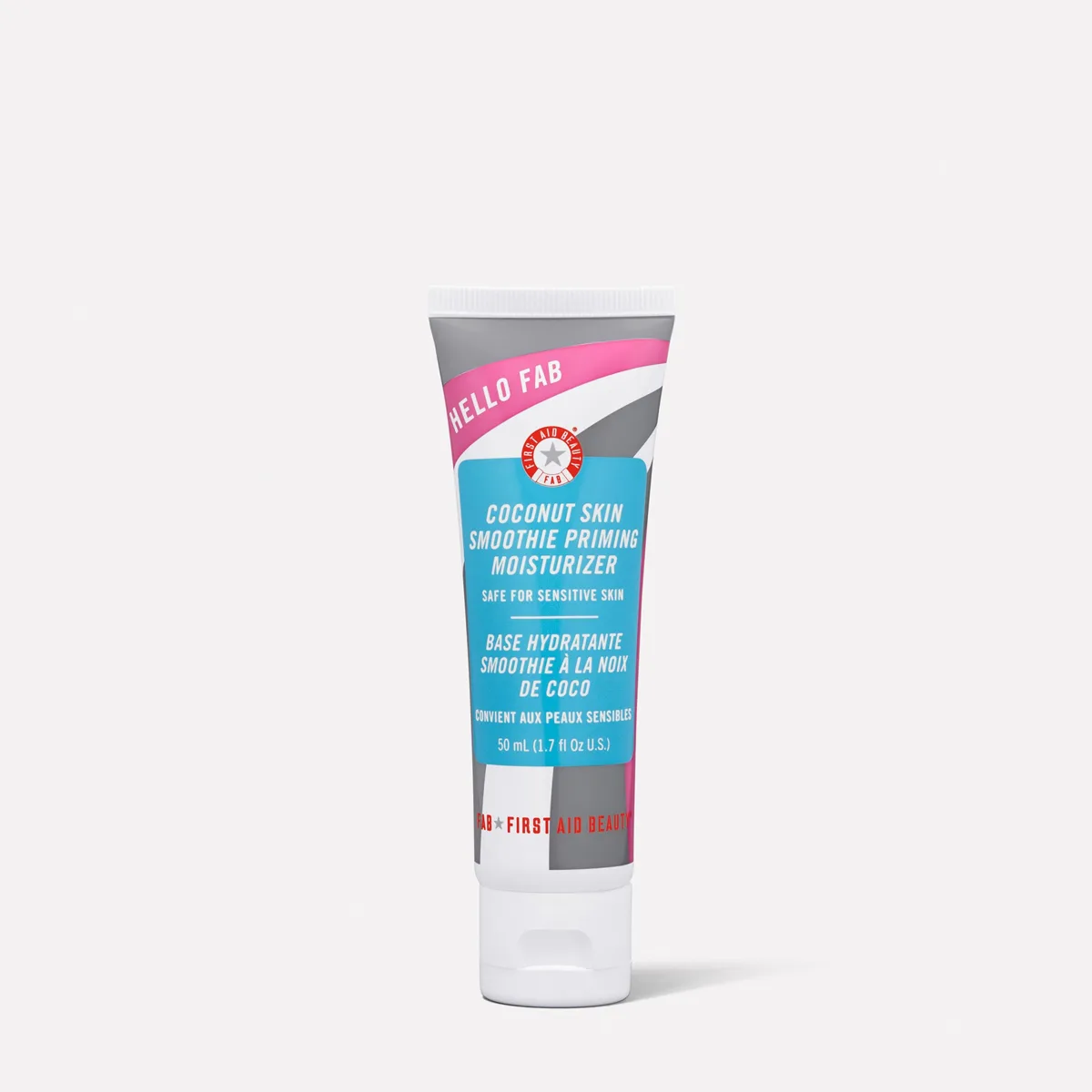 First Aid Beauty Coconut Skin Smoothie Priming Moisturizer in a white squeeze tube