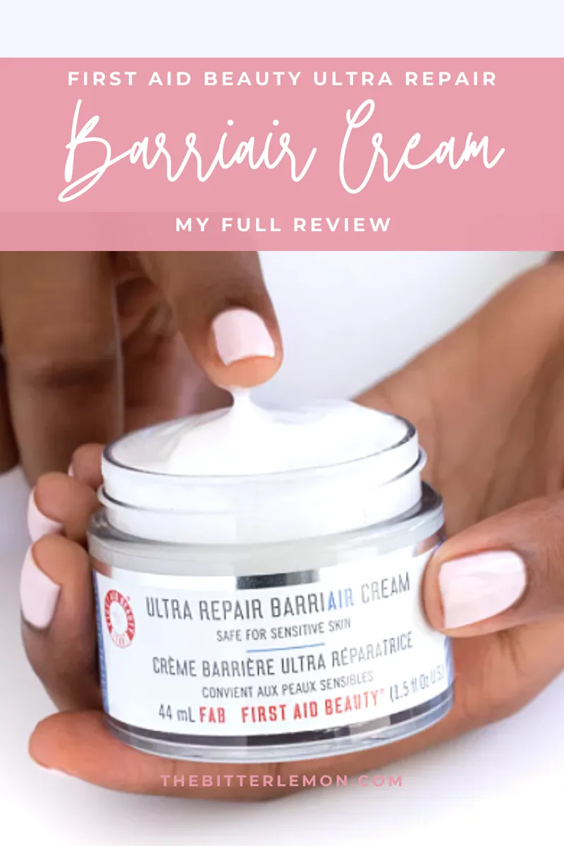 First Aid Beauty Ultra Repair Barriair Cream in a white tube with whipped cream-like texture shown