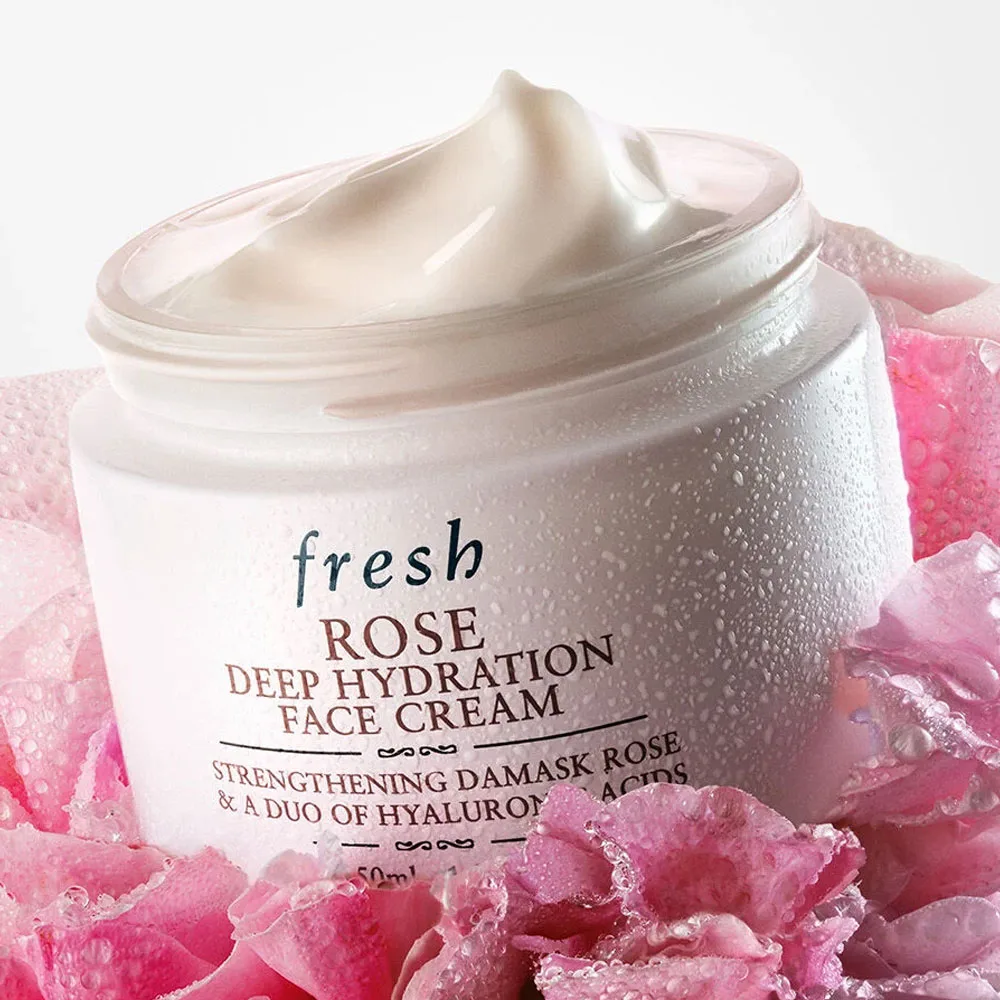Fresh Rose Deep Hydration Face Cream in glass jar with pale lid