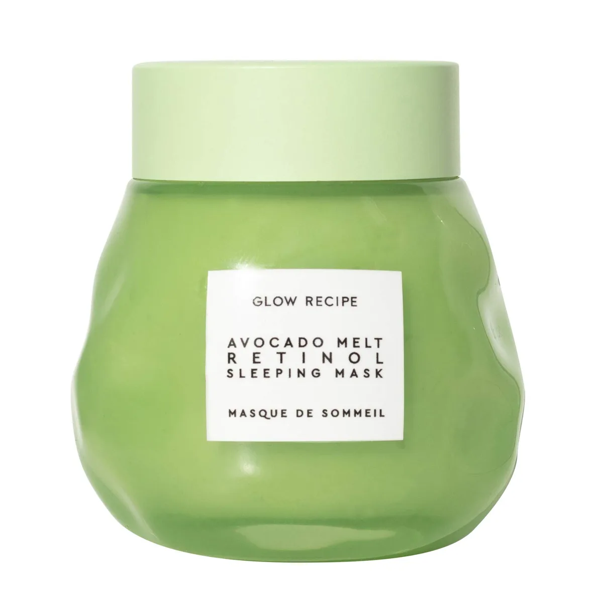Glow Recipe Avocado Melt Retinol Sleeping Mask in green glass jar
