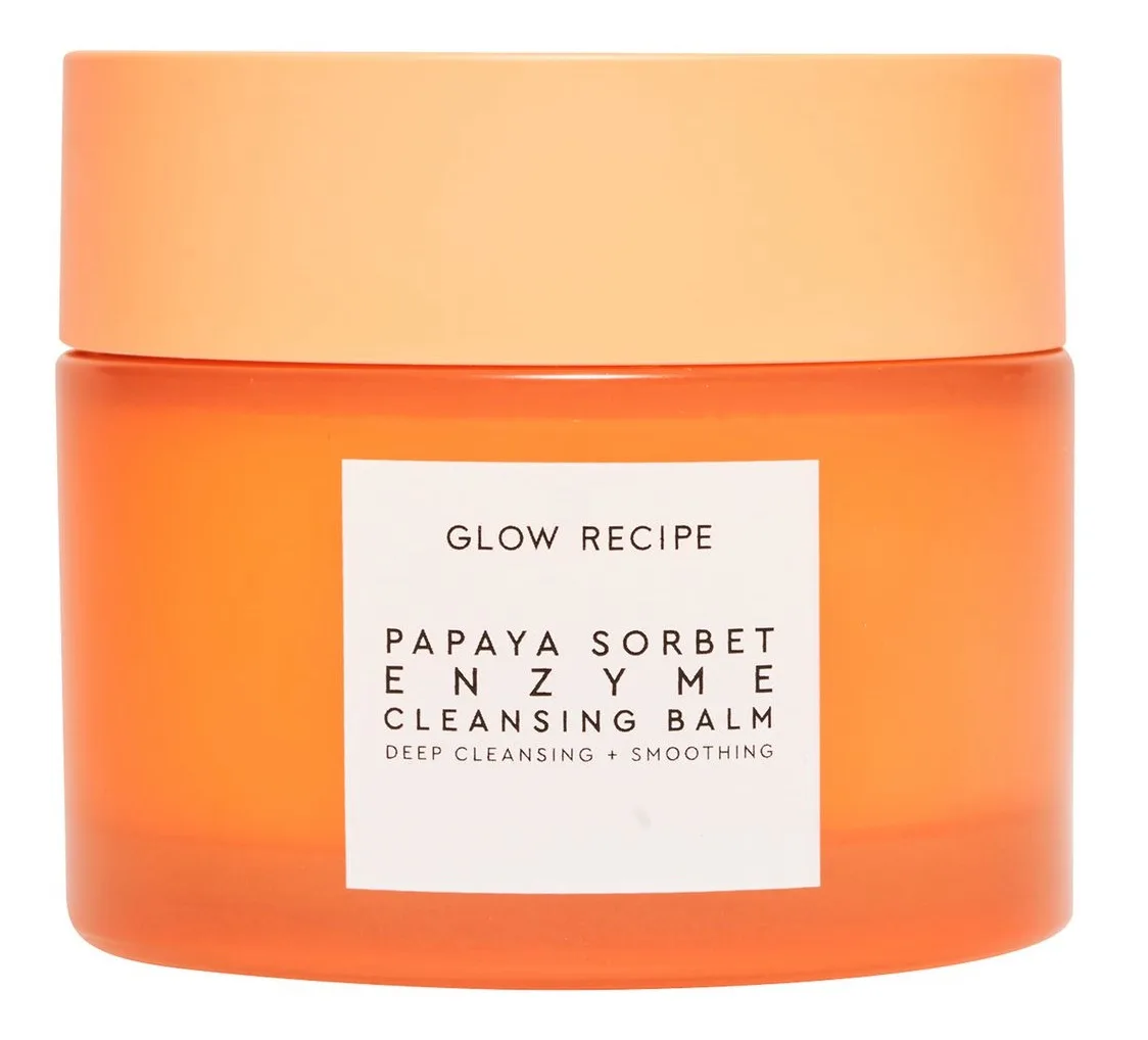 Glow Recipe Papaya Sorbet Enzyme Cleansing Balm in coral glass jar