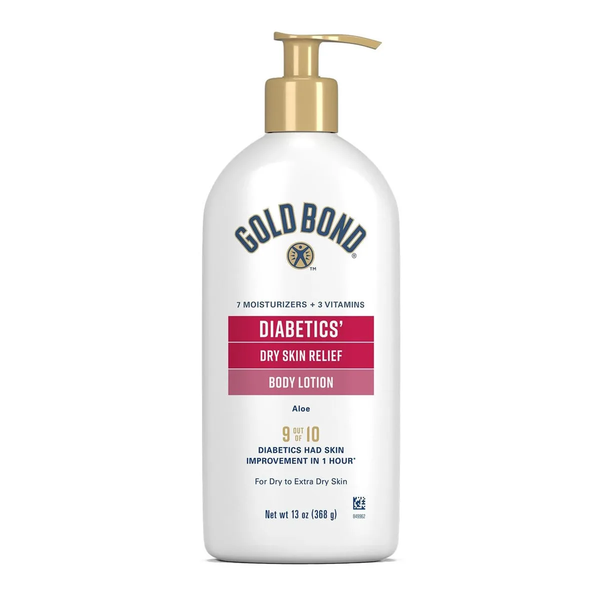 Gold Bond Diabetics' Dry Skin Relief Moisturizing Lotion 13 oz pump bottle with blue-teal branding