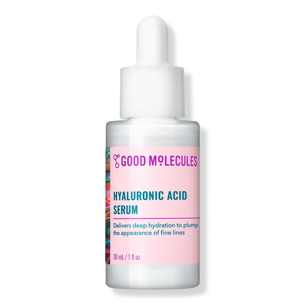 Good Molecules Hyaluronic Acid Serum in a clear glass dropper bottle