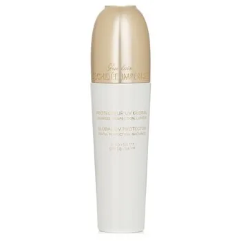 Guerlain Orchidée Impériale Brightening & Perfecting UV Protector SPF 50 in a white tube with gold accents