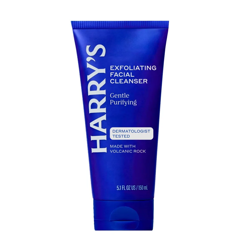 Harry's Exfoliating Face Wash with Peppermint tube with volcanic rock exfoliant men's facial cleanser