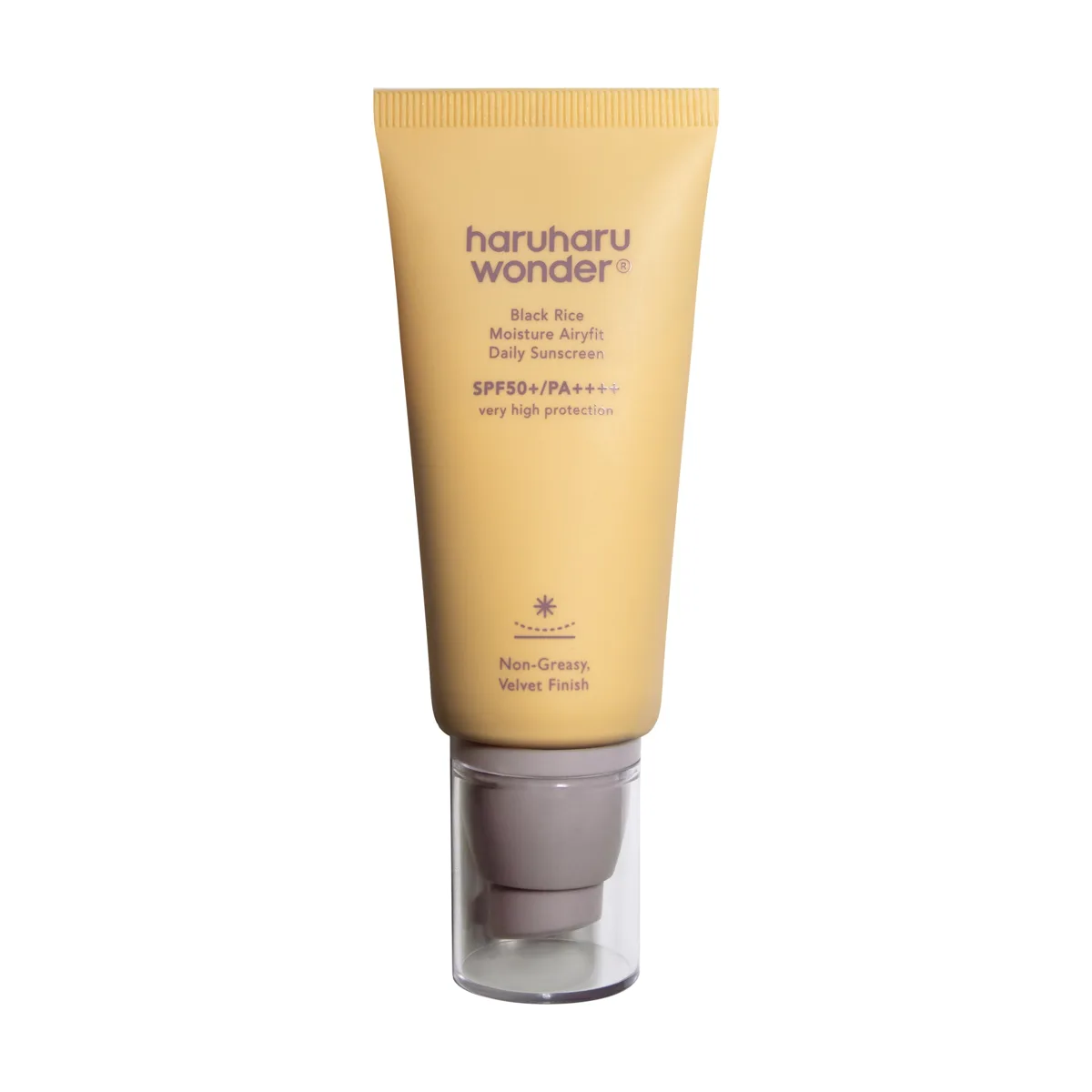 Haruharu Wonder Black Rice Moisture Airyfit Daily Sunscreen SPF 50+ in slim 50ml white tube