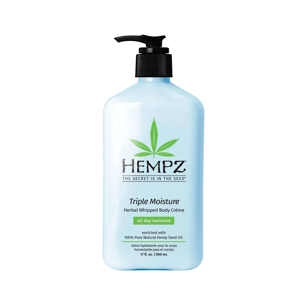 Hempz Triple Moisture Herbal Whipped Body Creme in green pump bottle