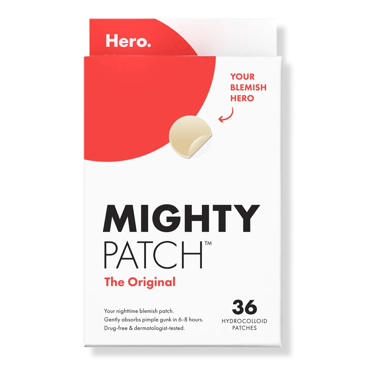 Hero Cosmetics Mighty Patch Original hydrocolloid pimple patches in yellow and white packaging