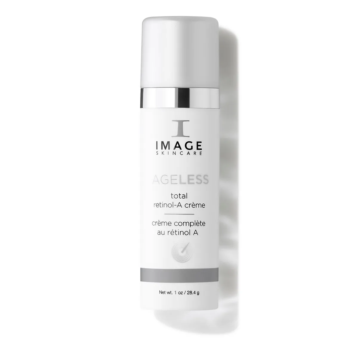 Image Skincare Ageless Total Retinol-A Crème in a white tube with gold and orange Ageless branding