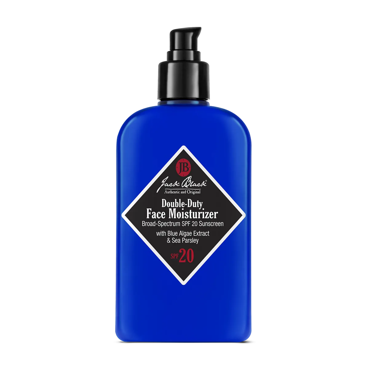 Jack Black Double-Duty Face Moisturizer SPF 20 tube with black and blue packaging