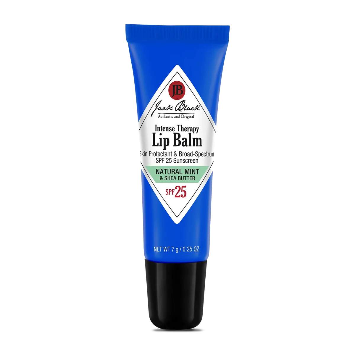 Jack Black Intense Therapy Lip Balm SPF 25 in slim tube with slant-tip applicator