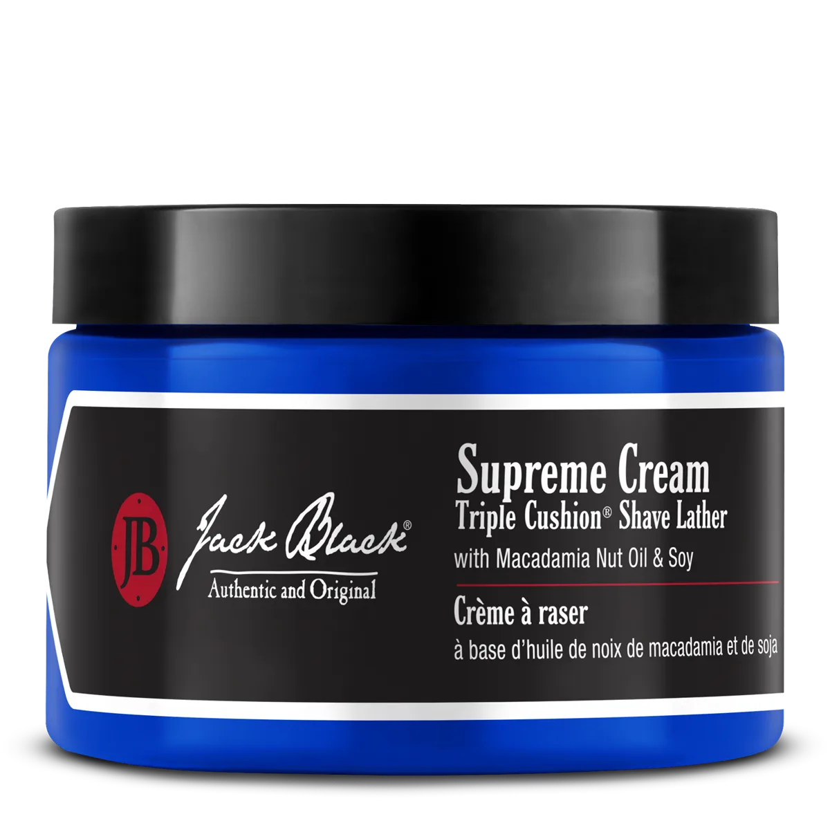 Jack Black Supreme Cream Triple Cushion Shave Lather in a white jar