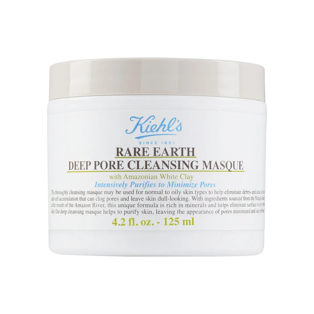 Kiehl's Rare Earth Deep Pore Minimizing Cleansing Clay Mask white jar