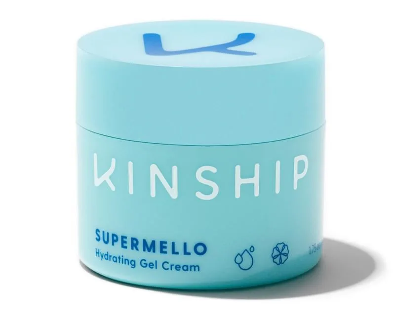 Kinship Supermello Hyaluronic Gel Cream Moisturizer in a clean beauty jar