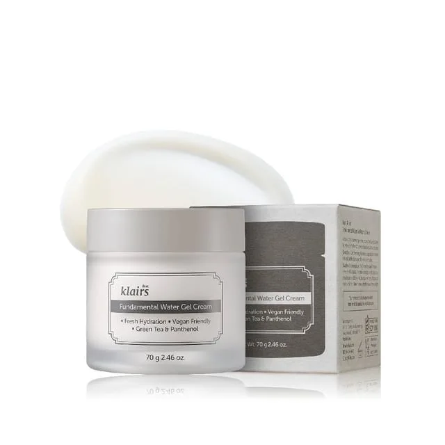 Dear, Klairs Fundamental Water Gel Cream glass jar