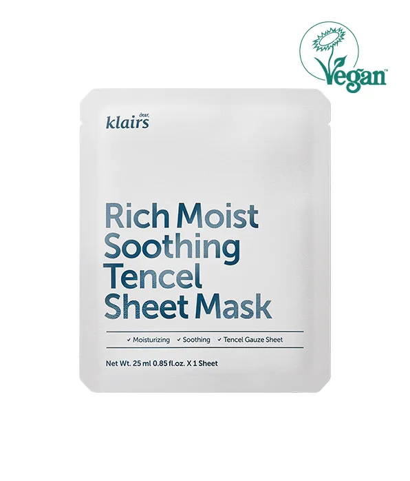 Klairs Rich Moist Soothing Tencel Sheet Mask in individual foil packaging