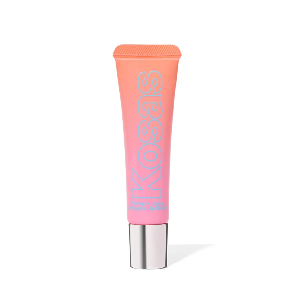 Kosas Plump + Juicy Lip Booster Buttery Treatment in a slim click-up tube with minimalist Kosas branding