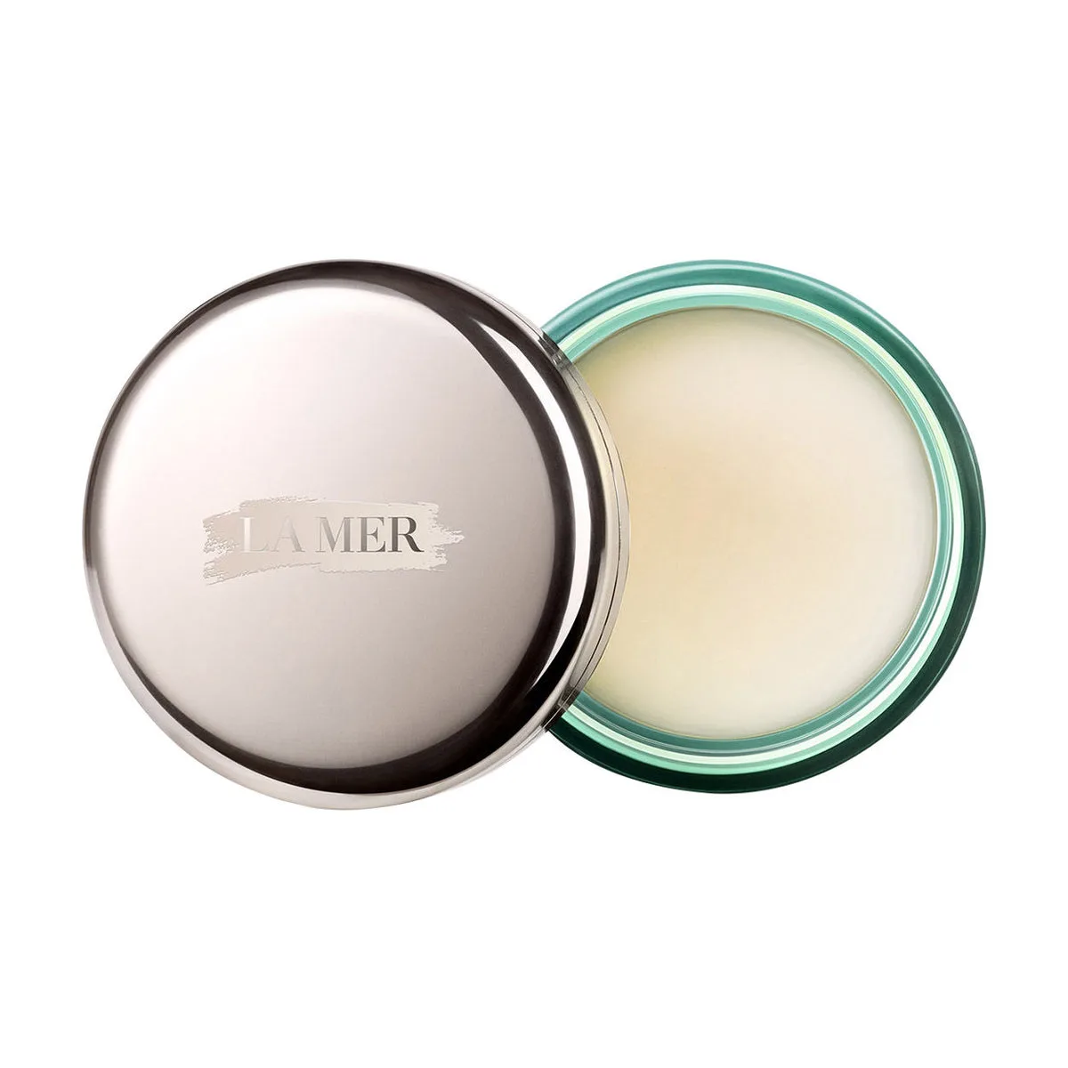 La Mer The Lip Balm in a small jar with silver lid